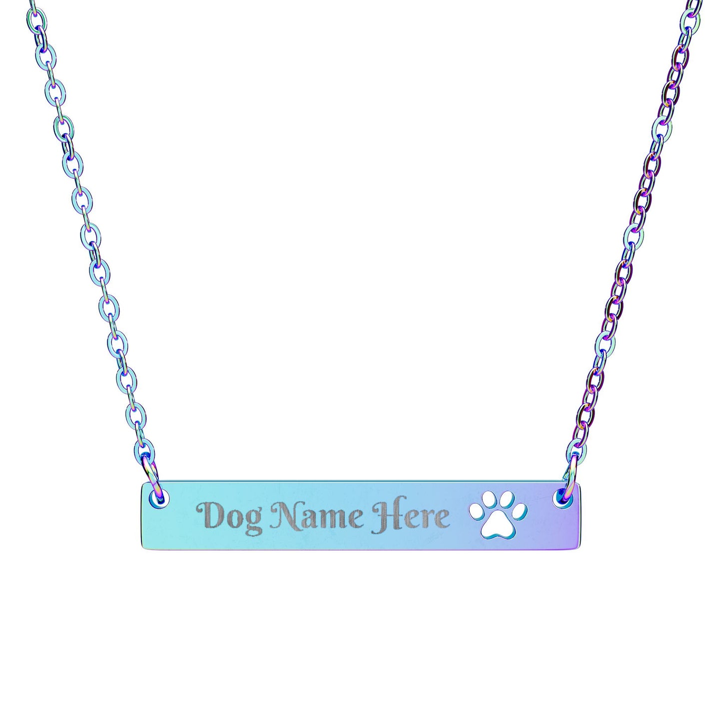 Engravable Paw Cutout Bar Necklace – Personalized Pet Lover Jewelry