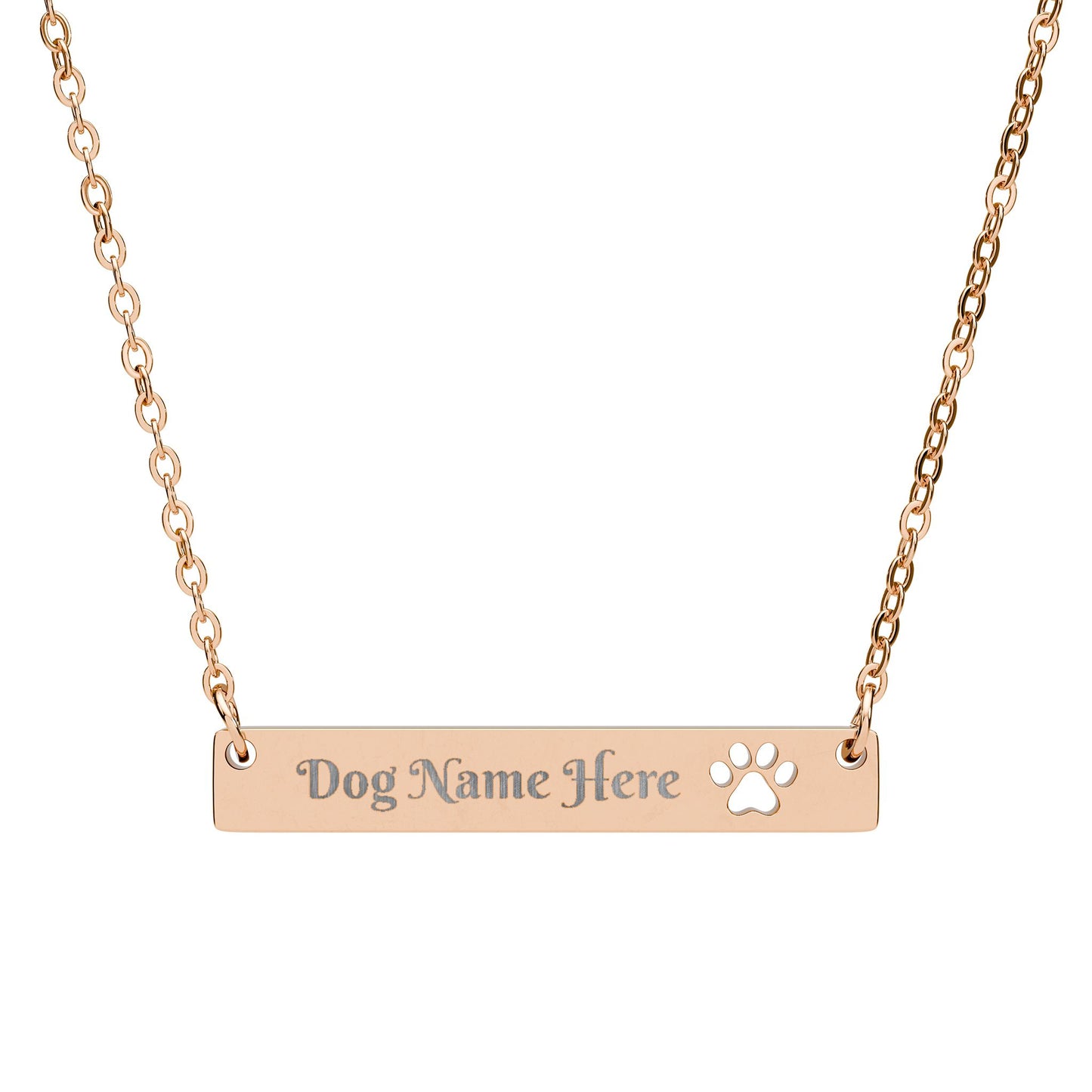 Engravable Paw Cutout Bar Necklace – Personalized Pet Lover Jewelry