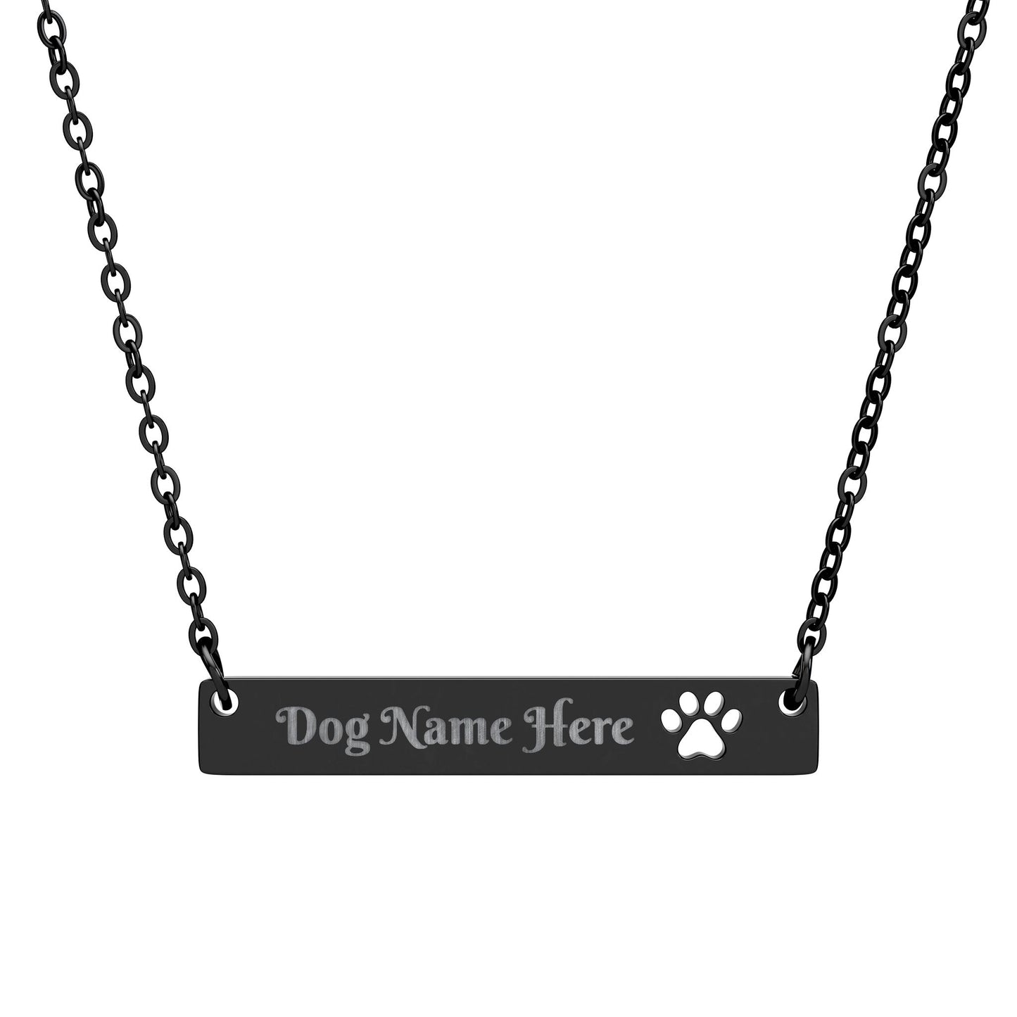 Engravable Paw Cutout Bar Necklace – Personalized Pet Lover Jewelry
