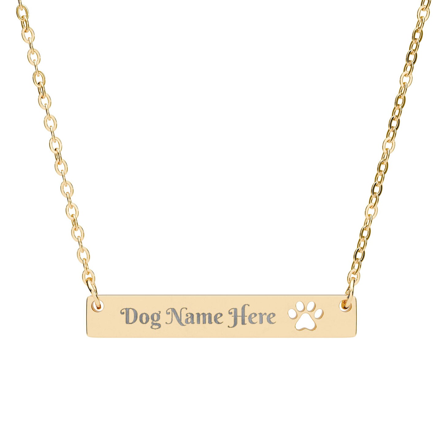 Engravable Paw Cutout Bar Necklace – Personalized Pet Lover Jewelry