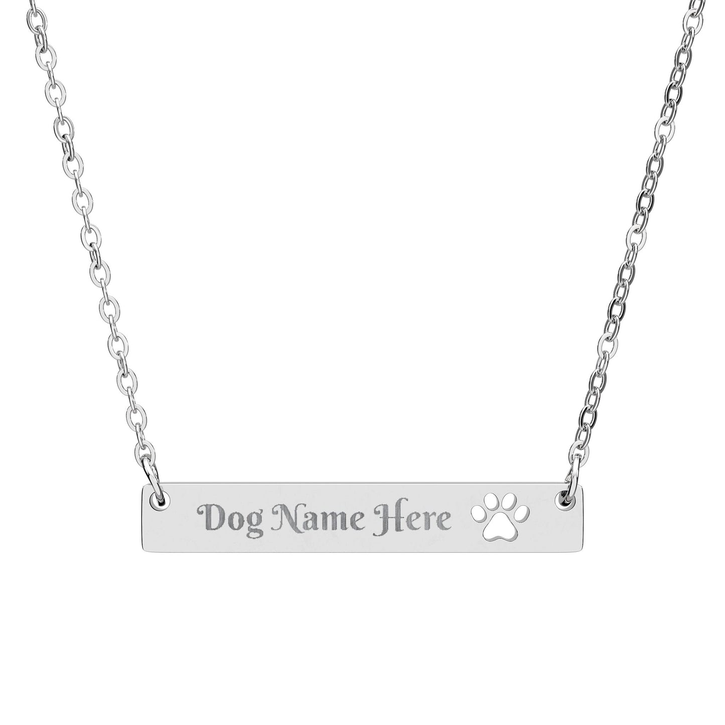 Engravable Paw Cutout Bar Necklace – Personalized Pet Lover Jewelry
